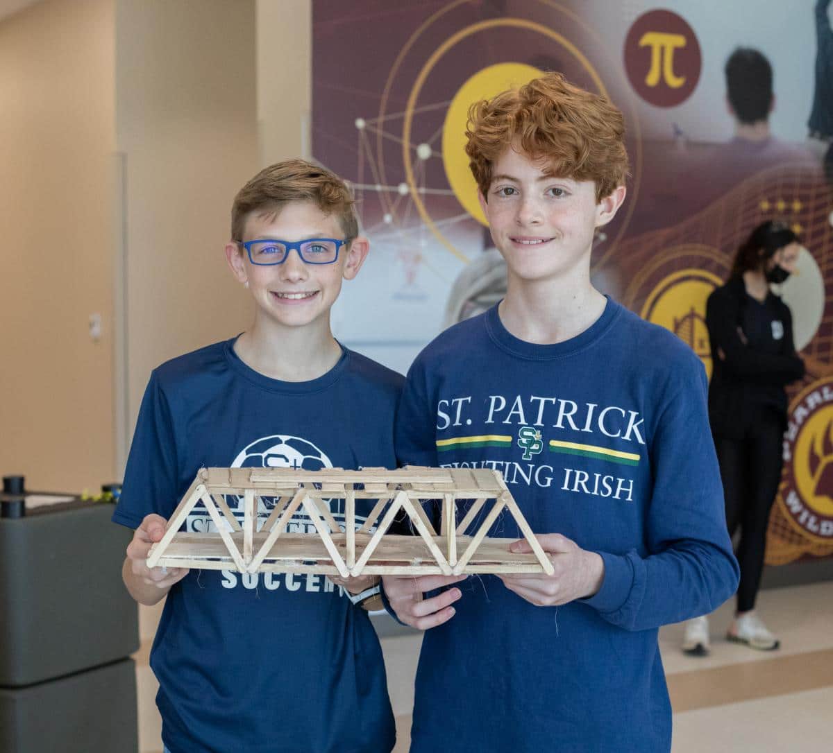 David Merrel and Connor McElroy from St. Patrick team with their bridge