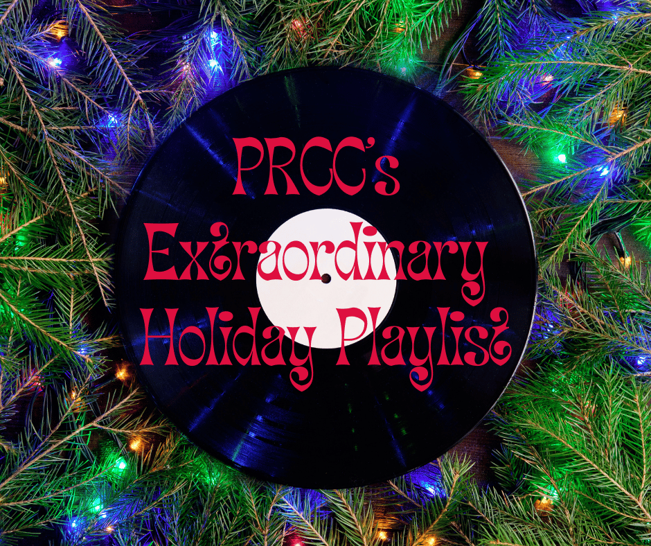 Record with tree branches and lights around it. PRCC's Extraordinary Holiday Playlist 