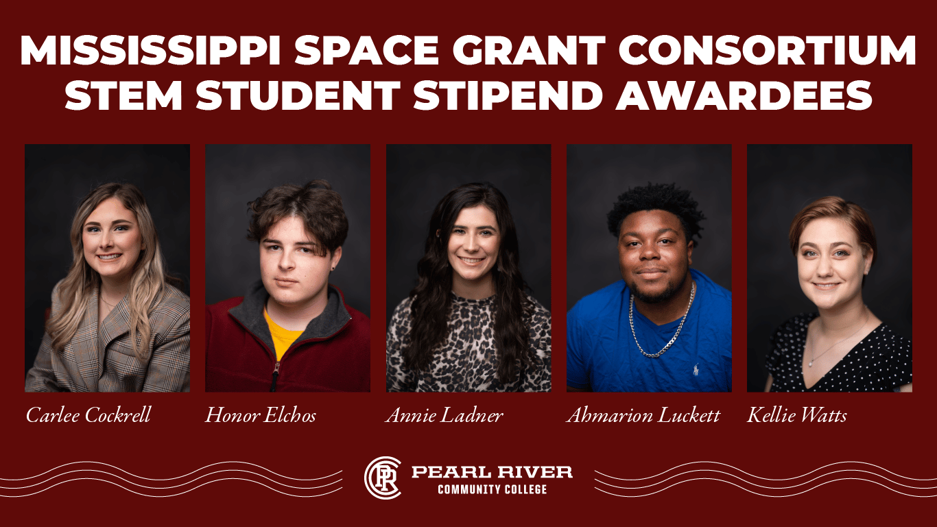  Mississippi Space Grant Consortium STEM Student Stipend Award left to right: Carlee Cockrell, Honor Elchos, Annie Ladner, Ahmarion Luckett, and Kellie Watts