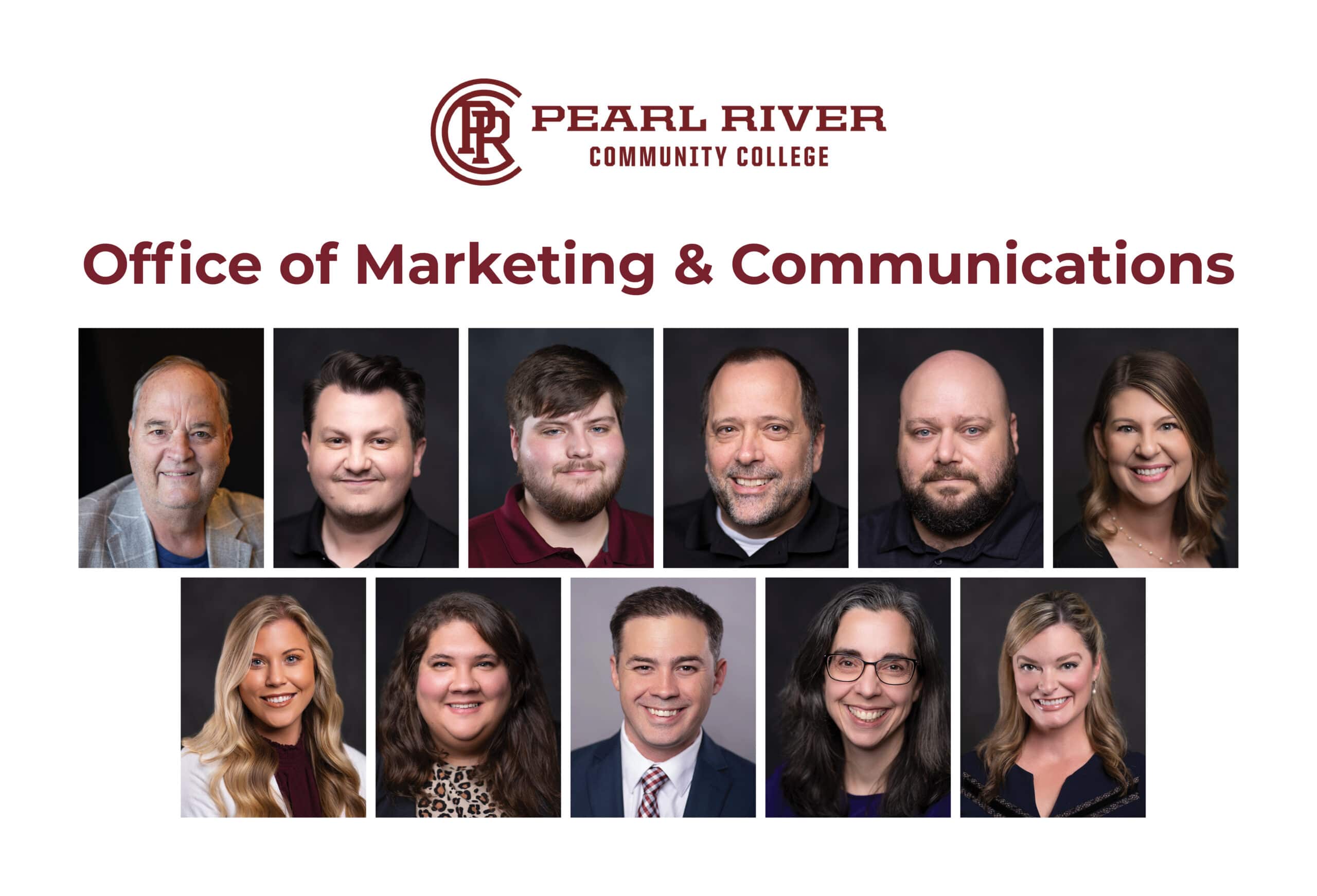 Pearl River Community College Office of Marketing and Communications; 6 men and 1 woman on top row, 4 women and 1 man on bottom row